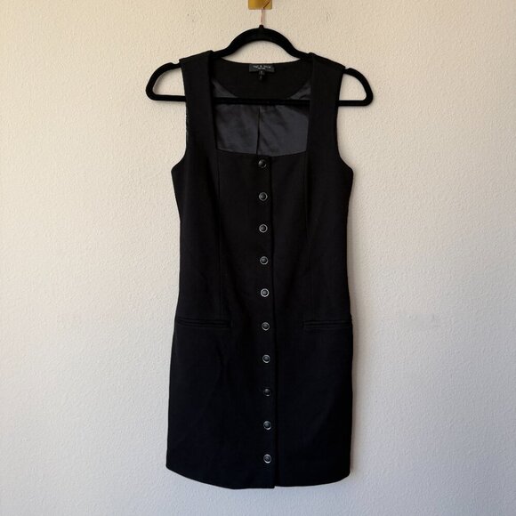 Rag & Bone Marianna Black Button Front Mini Dress Size 0 - Picture 2 of 6